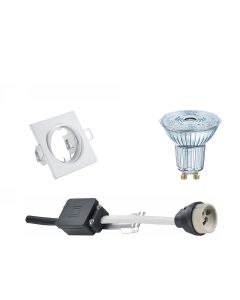 OSRAM - LED Spot Set - Parathom PAR16 927 36D - GU10 Fitting - Dimbaar - Inbouw Vierkant - Mat Wit - 5.5W - Warm Wit 2700K - Kantelbaar 80mm