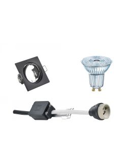 OSRAM - LED Spot Set - Parathom PAR16 930 36D - GU10 Fitting - Dimbaar - Inbouw Vierkant - Mat Zwart - 5.5W - Warm Wit 3000K - Kantelbaar 80mm