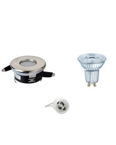 OSRAM - LED Spot Set - Parathom PAR16 930 36D - GU10 Fitting - Waterdicht IP65 - Dimbaar - Inbouw Rond - Mat Chroom - 5.5W - Warm Wit 3000K - Ø82mm