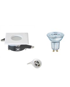 OSRAM - LED Spot Set - Parathom PAR16 927 36D - GU10 Fitting - Waterdicht IP65 - Dimbaar - Inbouw Vierkant - Mat Wit - 3.7W - Warm Wit 2700K - 82mm