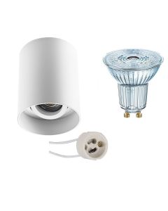 OSRAM - Opbouwspot Set - Parathom PAR16 927 36D - Pragmi Luxina Pro - GU10 Fitting - Dimbaar - Opbouw Rond - Mat Wit - 3.7W - Warm Wit 2700K - Verdiept - Kantelbaar - Ø90mm