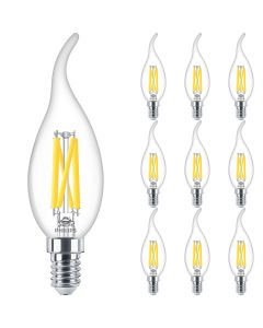 PHILIPS - LED Lamp 10 Pack Filament - Classic LEDCandle 827 B35 CL - E14 Fitting - 2W - Warm Wit 2700K | Vervangt 25W