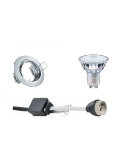 PHILIPS - LED Spot Set - MASTER 927 36D VLE DT - GU10 Fitting - Dimbaar - Inbouw Rond - Glans Chroom - 3.7W - Warm Wit 2700K - Kantelbaar Ø83mm