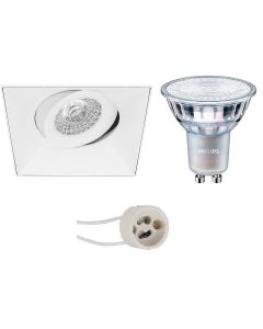 PHILIPS - LED Spot Set - MASTER 927 36D VLE - Pragmi Nivas Pro - GU10 Fitting - DimTone Dimbaar - Inbouw Vierkant - Mat Wit - 3.7W - Warm Wit 2200K-2700K - Trimless - Kantelbaar - 150mm