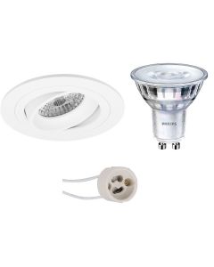 PHILIPS - LED Spot Set - SceneSwitch 827 36D - Pragmi Alpin Pro - GU10 Fitting - Dimbaar - Inbouw Rond - Mat Wit - 1.5W-5W - Warm Wit 2200K-2700K - Kantelbaar Ø92mm