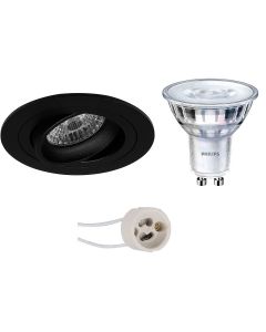 PHILIPS - LED Spot Set - SceneSwitch 827 36D - Pragmi Alpin Pro - GU10 Fitting - Dimbaar - Inbouw Rond - Mat Zwart - 1.5W-5W - Warm Wit 2200K-2700K - Kantelbaar Ø92mm