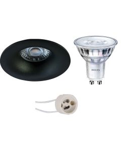 PHILIPS - LED Spot Set - SceneSwitch 827 36D - Pragmi Nora Pro - GU10 Fitting - Dimbaar - Inbouw Rond - Mat Zwart - 1.5W-5W - Warm Wit 2200K-2700K - Ø82mm