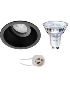 PHILIPS - LED Spot Set - SceneSwitch 827 36D - Pragmi Zano Pro - GU10 Fitting - Dimbaar - Inbouw Rond - Mat Zwart - 1.5W-5W - Warm Wit 2200K-2700K - Kantelbaar - Ø93mm