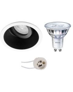 PHILIPS - LED Spot Set - SceneSwitch 827 36D - Pragmi Zano Pro - GU10 Fitting - Dimbaar - Inbouw Rond - Mat Zwart/Wit - 1.5W-5W - Warm Wit 2200K-2700K - Kantelbaar - Ø93mm