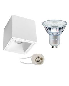 PHILIPS - Opbouwspot Set - MASTER 927 36D VLE - Pragmi Cliron Pro - GU10 Fitting - DimTone Dimbaar - Opbouw Vierkant - Mat Wit - 3.7W - Warm Wit 2200K-2700K - Verdiept - 90mm