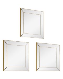 Spiegel Set - Trion Mendy - Ø80cm - 3 Stuks Hangspiegels in Frame - Goud 