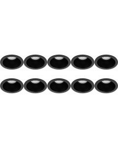 Spot Armatuur 10 Pack - Pragmi Minko Pro - GU10 Fitting - Inbouw Rond - Mat Zwart - Aluminium - Verdiept - Ø90mm