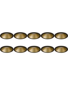 Spot Armatuur 10 Pack - Pragmi Pollon Pro - GU10 Fitting - Inbouw Rond - Mat Zwart/Goud - Aluminium - Verdiept - Ø82mm