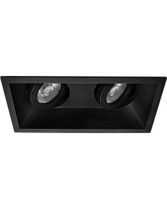 Spot Armatuur GU10 - Pragmi Zano Pro - Inbouw Rechthoek Dubbel - Mat Zwart - Aluminium - Kantelbaar - 185x93mm