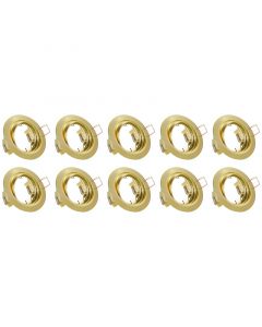 Spot Armatuur 10 Pack - Trion - GU10 Fitting - Inbouw Rond - Mat Goud Aluminium - Kantelbaar Ø83mm