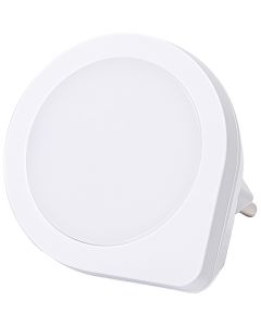 Stekkerlamp - Nachtlamp met Dag en Nacht Sensor - Aigi Uvio - 0.2W - Warm Wit 3000K - Rond - Mat Wit - Kunststof 