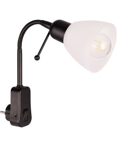 Stopcontact Lamp met Schakelaar - Rond - Mat Chroom - Aluminium - E14