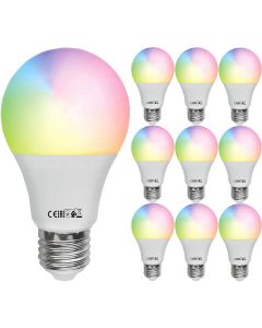 LED Lamp 6 Pack - Facto - Smart LED - Wifi LED - Slimme LED - 10W - E27 Fitting - RGB+CCT - Aanpasbare Kleur - Dimbaar - Afstandsbediening