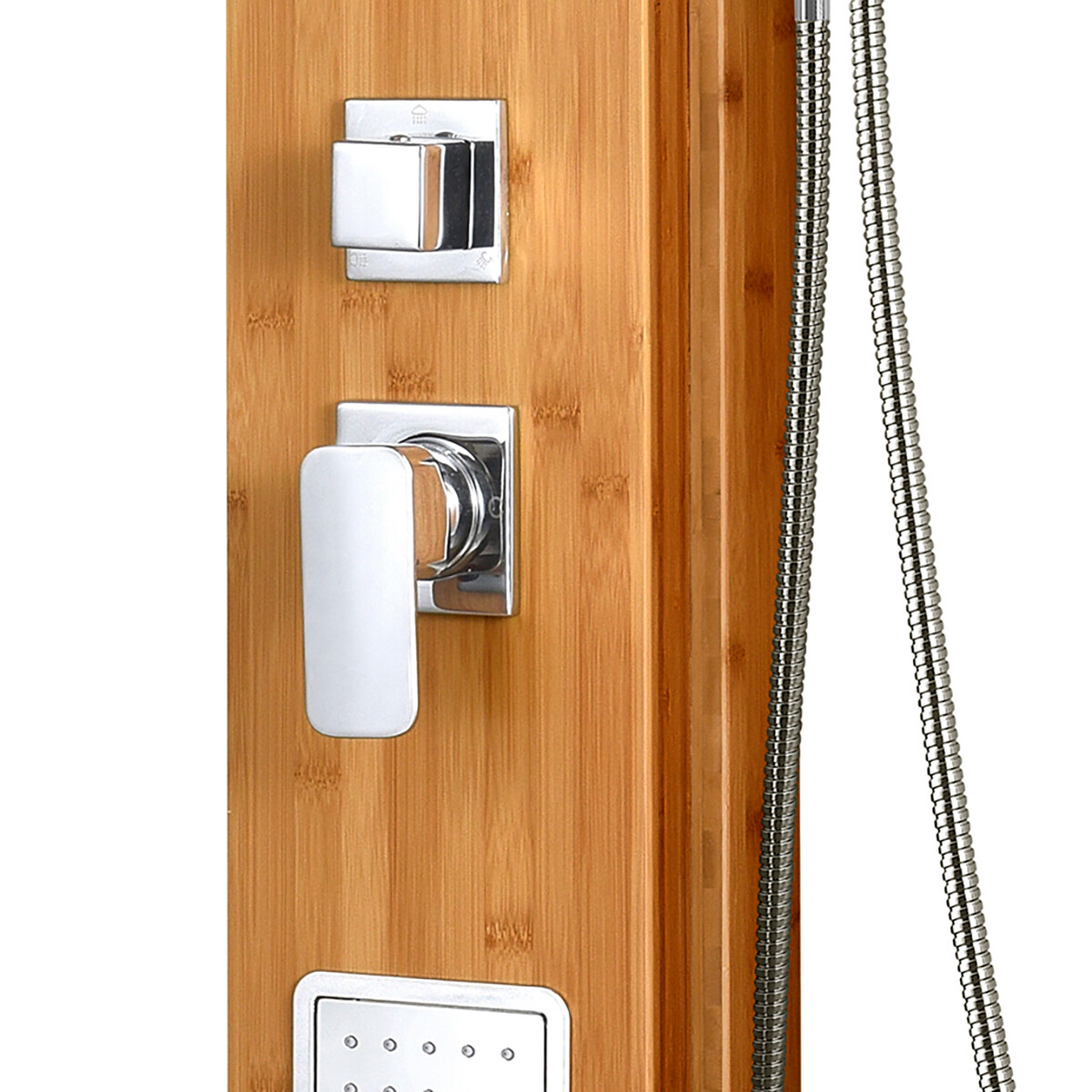 Panneau de douche - Colonne de douche - Ensemble de douche - Leoni Krim - 150x22cm - Thermostatique - Acier inoxydable - Bambou