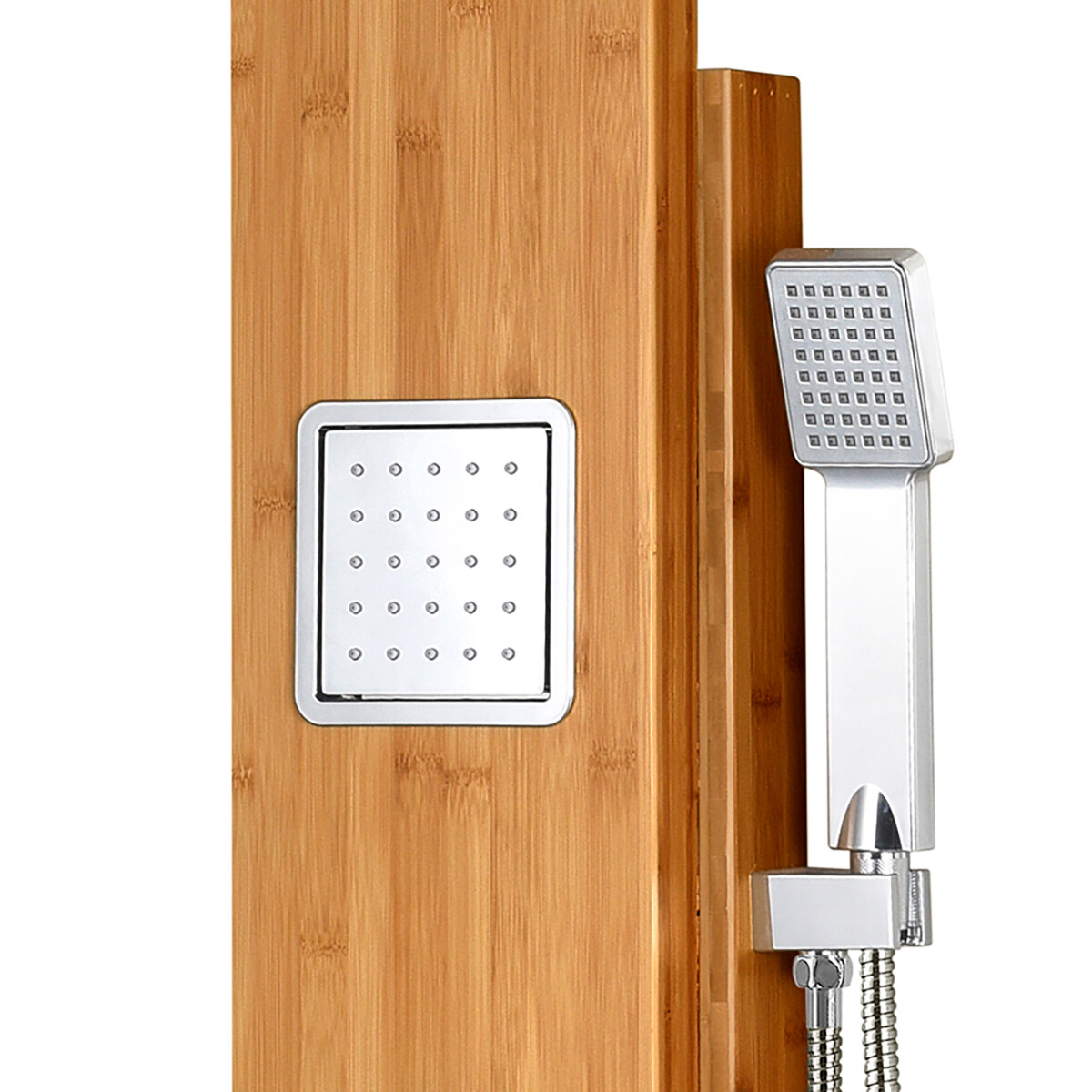 Panneau de douche - Colonne de douche - Ensemble de douche - Leoni Krim - 150x22cm - Thermostatique - Acier inoxydable - Bambou