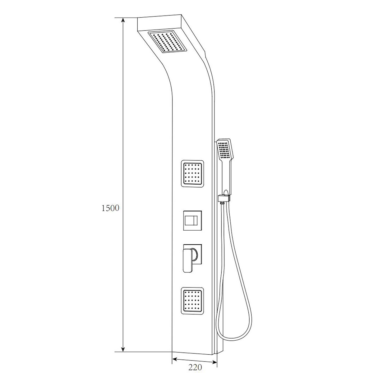 Panneau de douche - Colonne de douche - Ensemble de douche - Leoni Krim - 150x22cm - Thermostatique - Acier inoxydable - Bambou