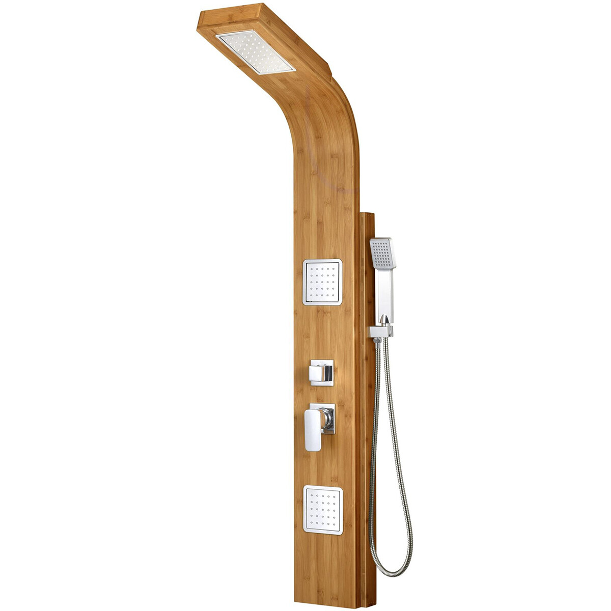 Panneau de douche - Colonne de douche - Ensemble de douche - Leoni Krim - 150x22cm - Thermostatique - Acier inoxydable - Bambou