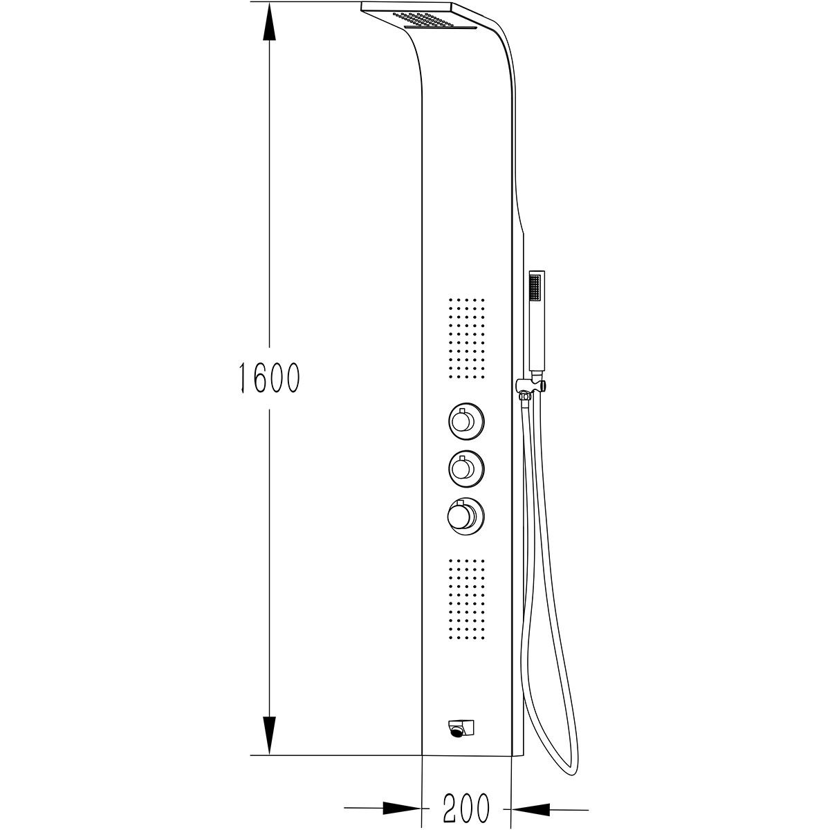 Panneau de douche - Colonne de douche - Ensemble de douche - Leoni Santi - 160x20cm - Thermostatique - Acier inoxydable - Chrome