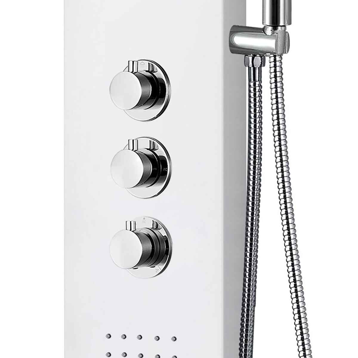 Panneau de douche - Colonne de douche - Ensemble de douche - Leoni Santi - 160x20cm - Thermostatique - Acier inoxydable - Blanc