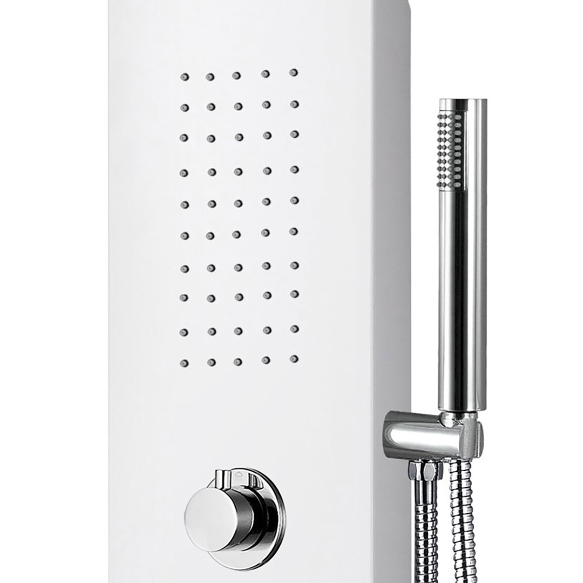 Panneau de douche - Colonne de douche - Ensemble de douche - Leoni Santi - 160x20cm - Thermostatique - Acier inoxydable - Blanc