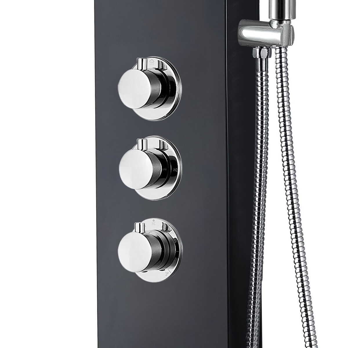 Panneau de douche - Colonne de douche - Ensemble de douche - Leoni Santi - 160x20cm - Thermostatique - Acier inoxydable - Noir