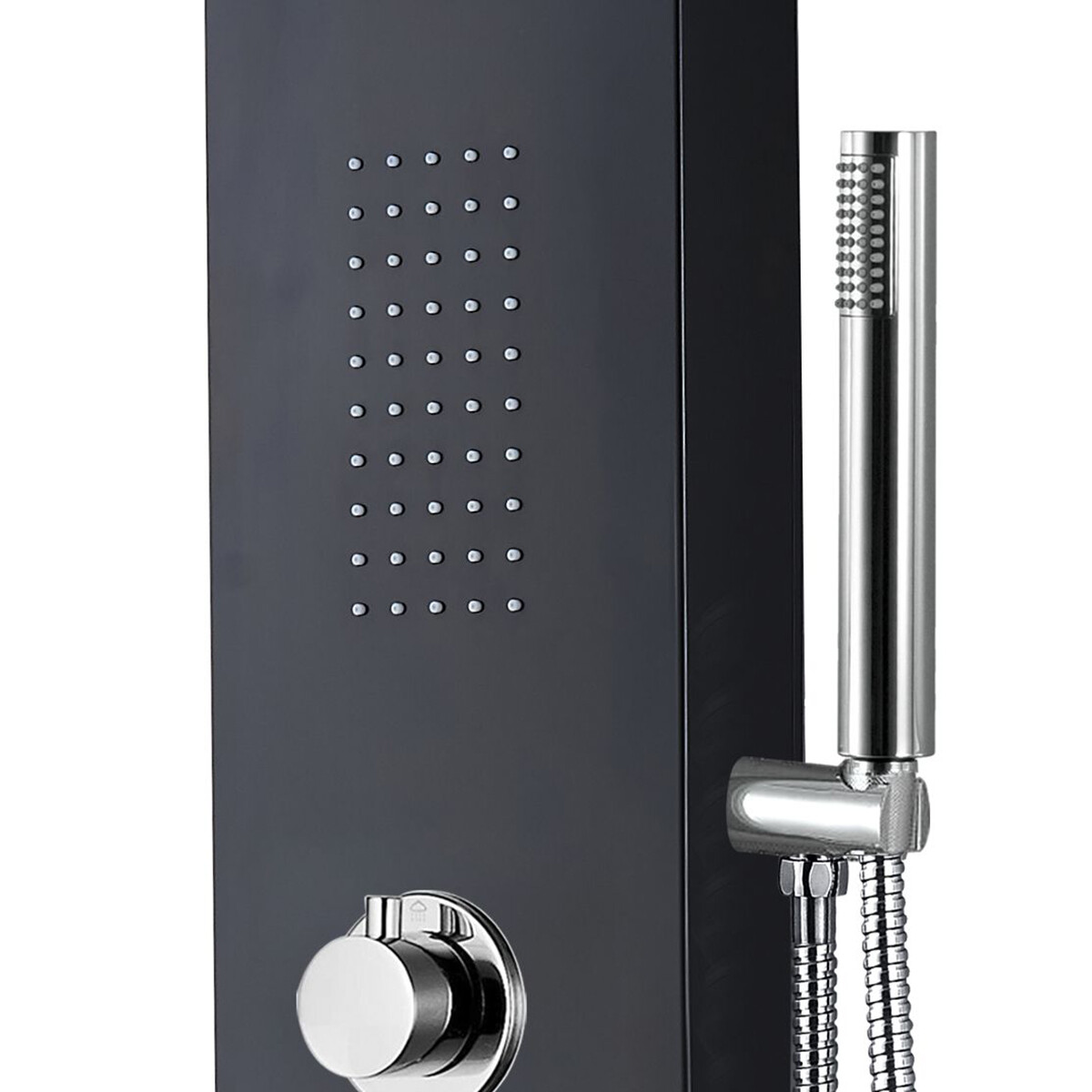 Panneau de douche - Colonne de douche - Ensemble de douche - Leoni Santi - 160x20cm - Thermostatique - Acier inoxydable - Noir