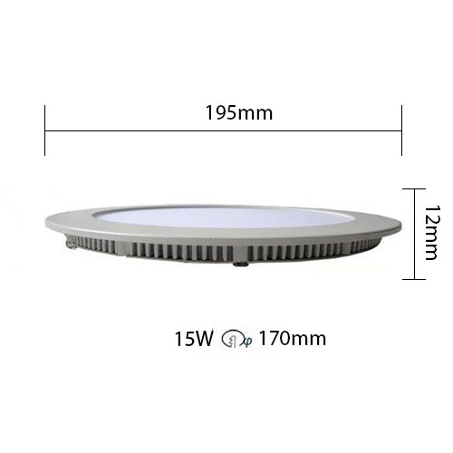 Downlight LED Slim - Rond Encastré 15W - Blanc Froid 6400K - Mat Blanc Aluminium - Ø195mm