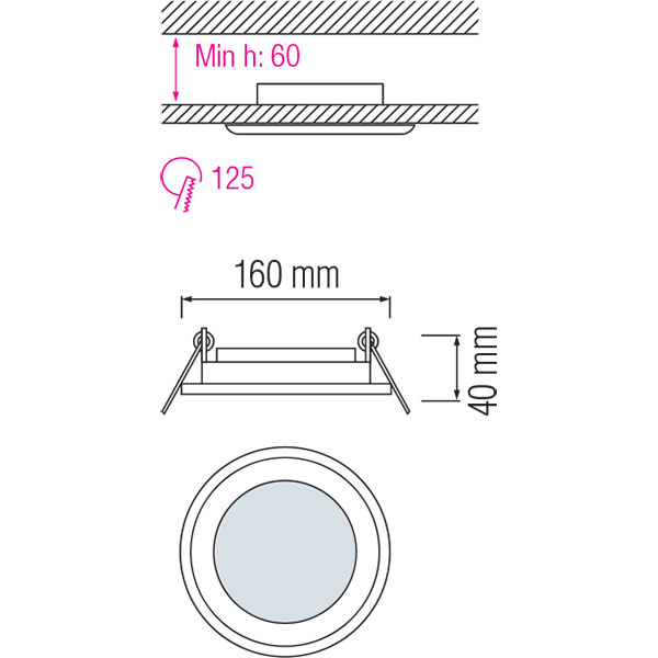 Downlight LED Slim - Rond Encastré 12W - Blanc Neutre 4200K - Mat Blanc Verre - Ø160mm