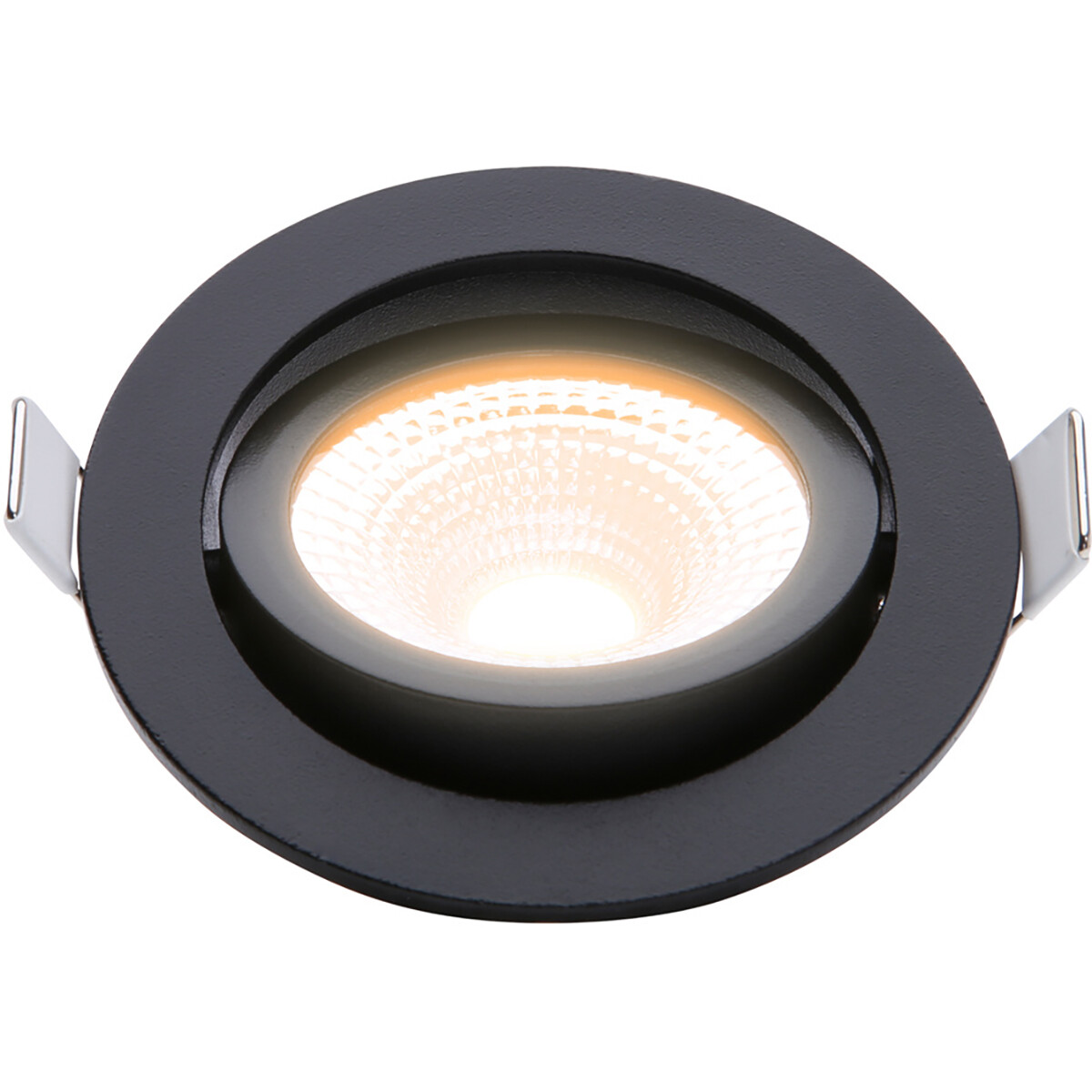 EcoDim - Spot LED - Spot Encastré - ED-10023 - 5W - Étanche IP54 - Dimmable - Dim To Warm - Blanc Chaud 2000K-3000K - Mat Noir - Aluminium - Rond - Inclinable