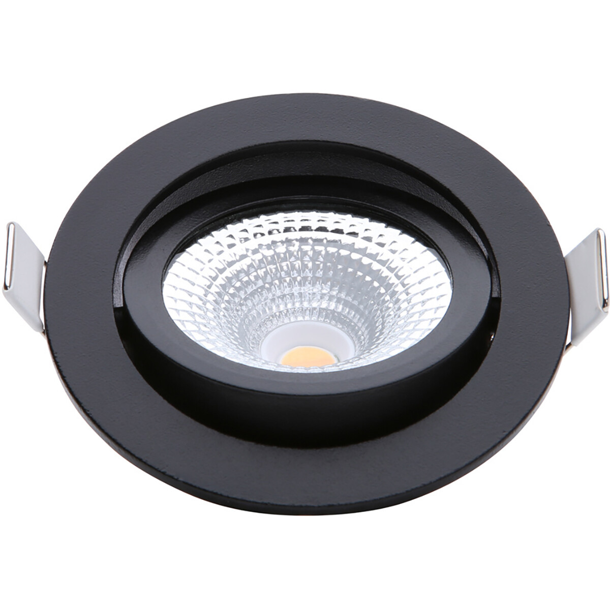 EcoDim - Spot LED - Spot Encastré - ED-10023 - 5W - Étanche IP54 - Dimmable - Dim To Warm - Blanc Chaud 2000K-3000K - Mat Noir - Aluminium - Rond - Inclinable