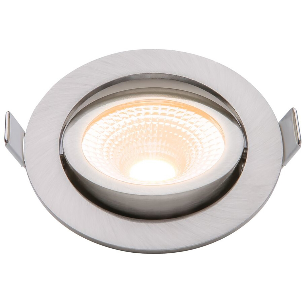 EcoDim - Spot LED - Spot Encastré - ED-10024 - 5W - Étanche IP54 - Dimmable - Dim To Warm - Blanc Chaud 2000K-3000K - Nickel Brossé - Aluminium - Rond - Inclinable