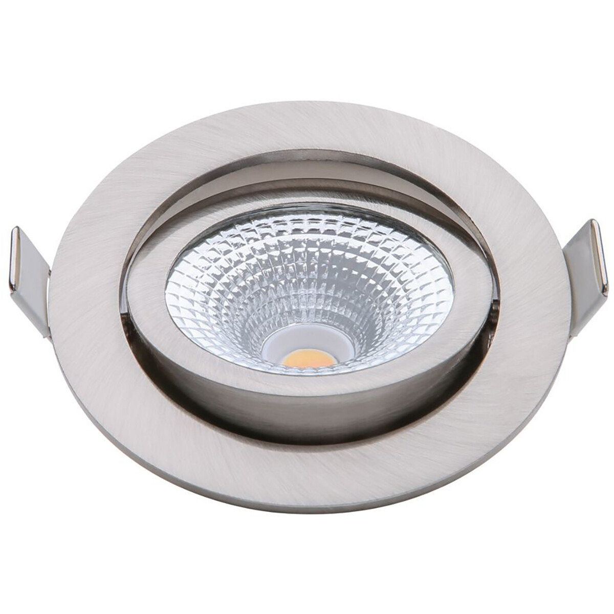 EcoDim - Spot LED - Spot Encastré - ED-10024 - 5W - Étanche IP54 - Dimmable - Dim To Warm - Blanc Chaud 2000K-3000K - Nickel Brossé - Aluminium - Rond - Inclinable