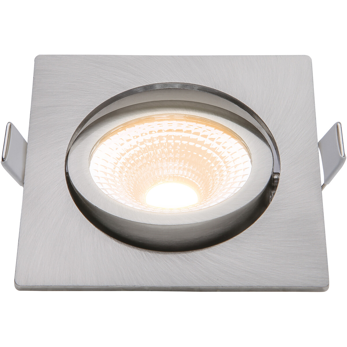 EcoDim - Spot LED - Spot Encastré - ED-10027 - 5W - Étanche IP54 - Dimmable - Dim To Warm - Blanc Chaud 2000K-3000K - Nickel Brossé - Aluminium - Carré - Inclinable