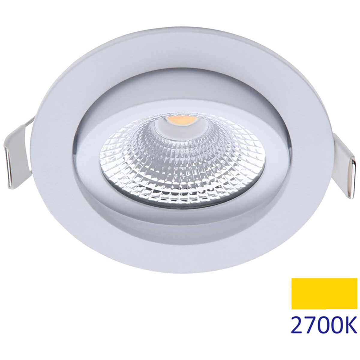 EcoDim - Spot LED - Spot Encastré - ED-10028 - 5W - Étanche IP54 - Dimmable - Blanc Chaud 2700K - Mat Blanc - Aluminium - Rond - Inclinable