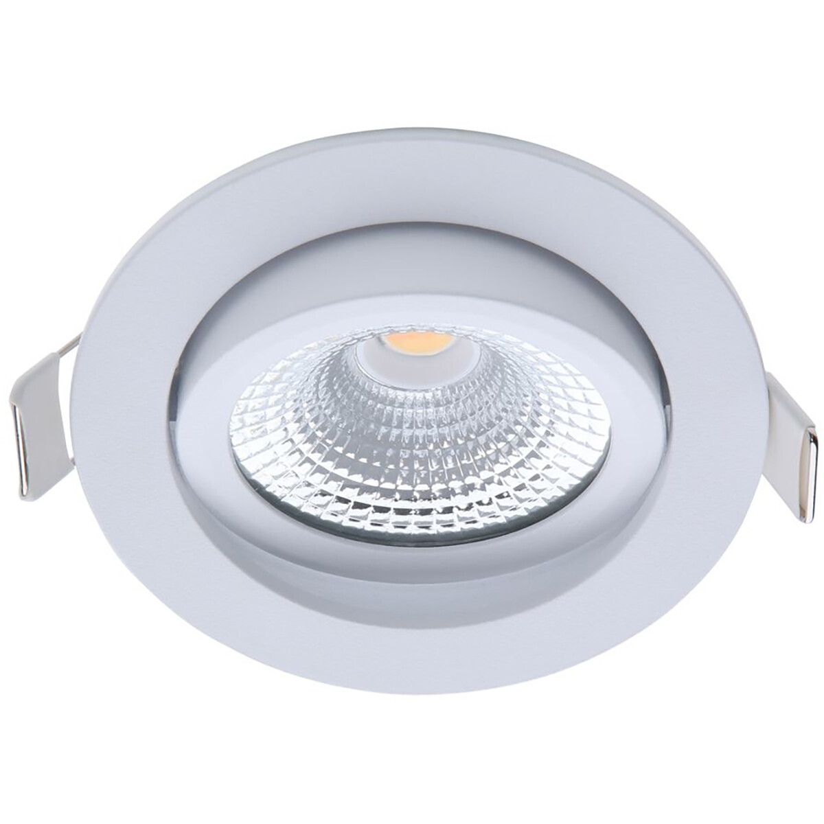 EcoDim - Spot LED - Spot Encastré - ED-10028 - 5W - Étanche IP54 - Dimmable - Blanc Chaud 2700K - Mat Blanc - Aluminium - Rond - Inclinable