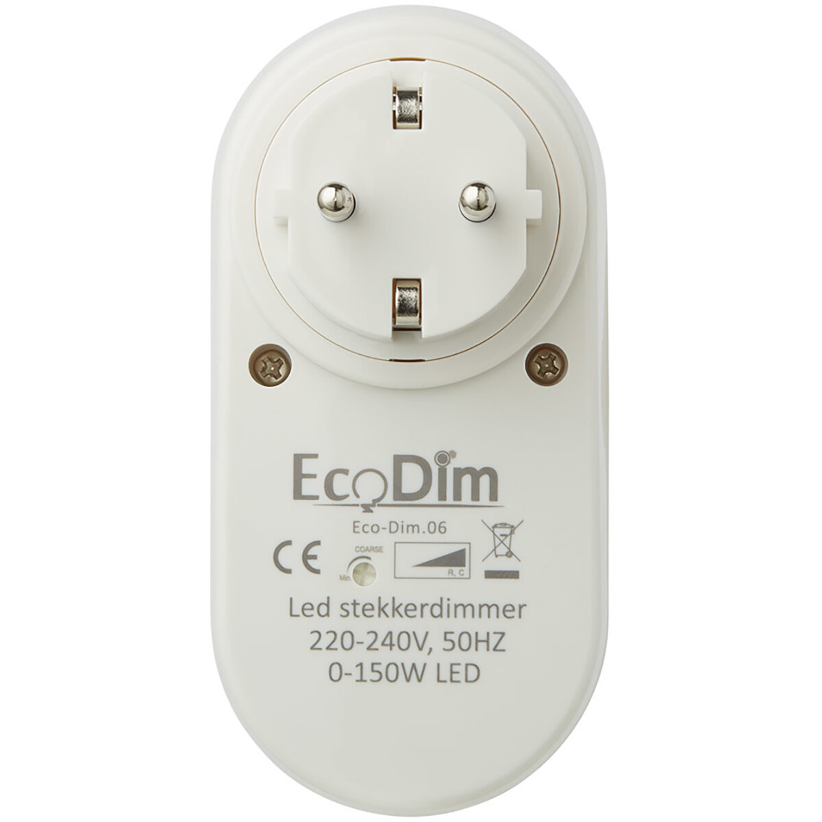 EcoDim - Dimmer à Prise LED - ECO-DIM.06 - Variation de Phase en Aval RC - en Saillie - Bouton Simple - 0-150W - Blanc