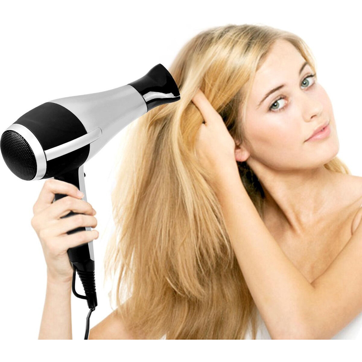 Sèche-cheveux - Aigi Depi - Sèche-cheveux avec Diffuseur - 2200 Watt - Argent