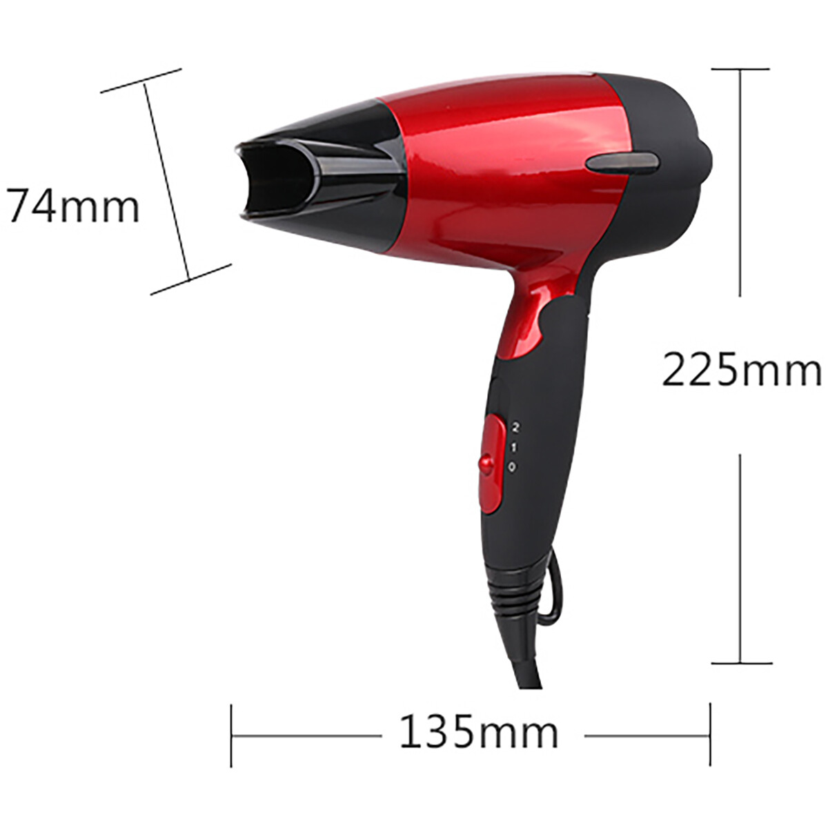 Sèche-cheveux - Aigi Lirindo - Sèche-Cheveux de Voyage - Poignée Pliable - 1400 Watt - Noir/Rouge