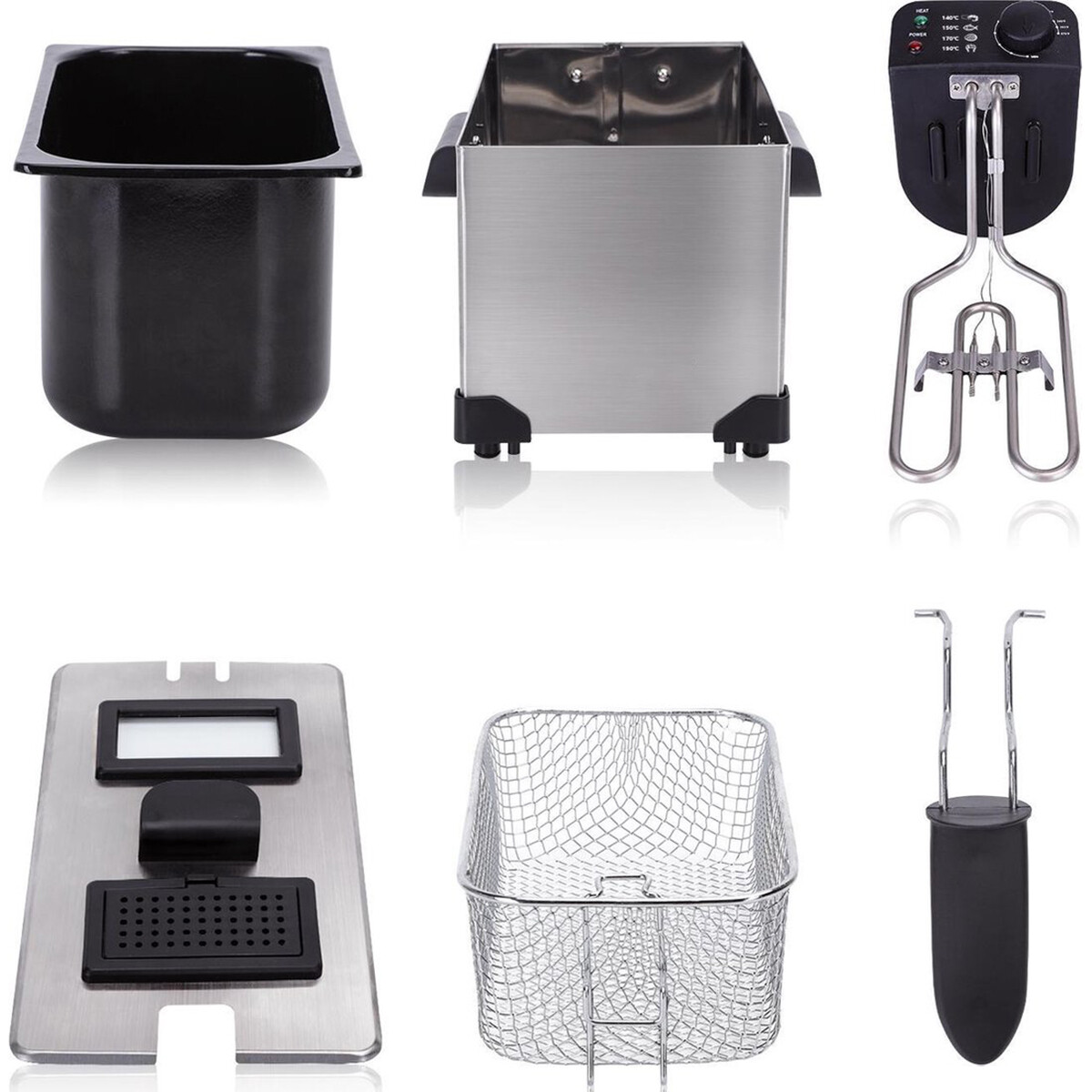 Friteuse - Aigi Usan - Hublot - 3 Litres - Inox - Noir/Argent