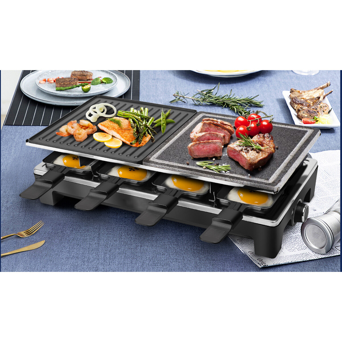 Appareil à raclette - Aigi Rely - Grill de Table - 1500 Watt - Noir