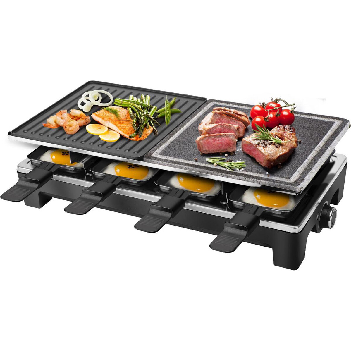 Appareil à raclette - Aigi Rely - Grill de Table - 1500 Watt - Noir