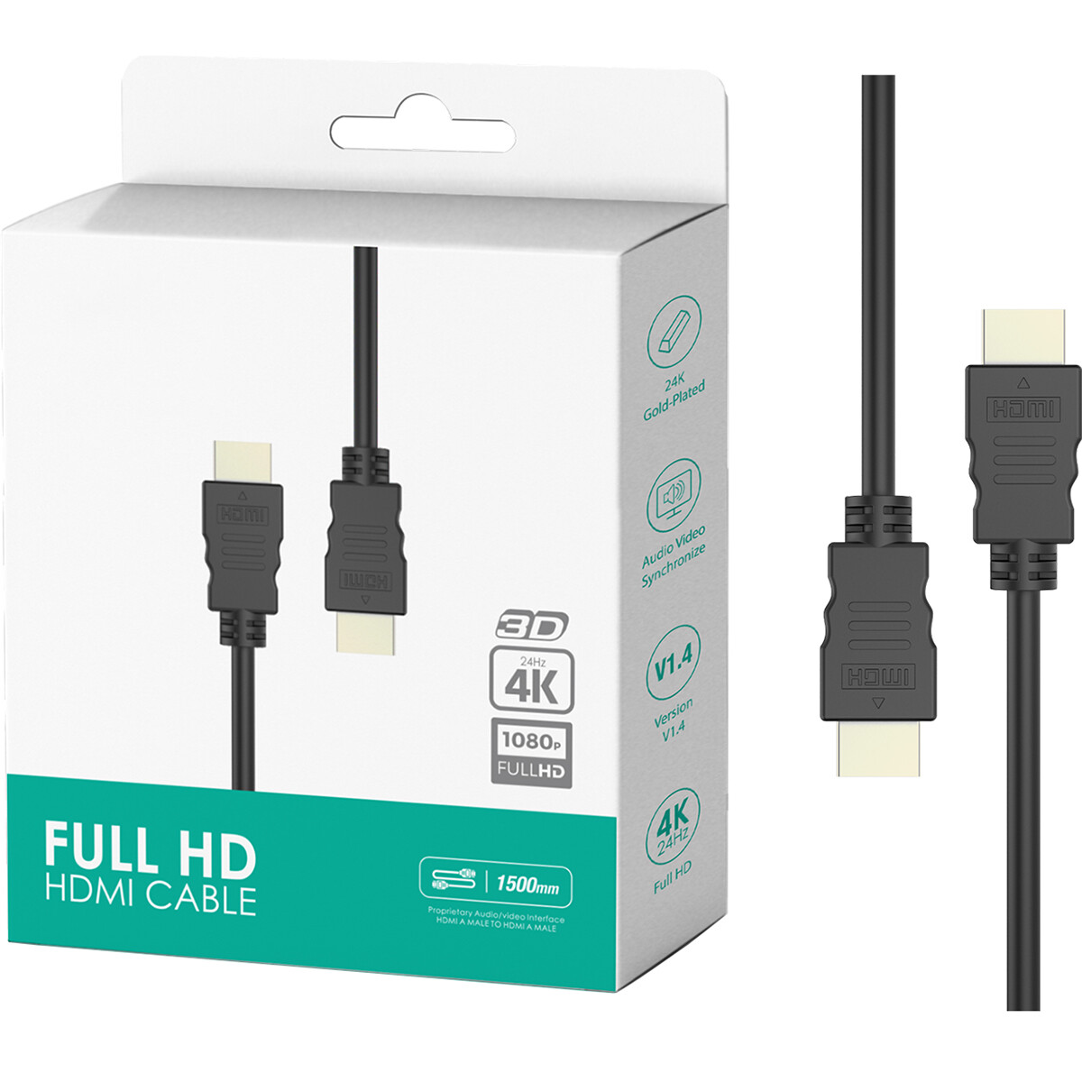 Câble HDMI - Aigi Mixo - Version 1.4 - 1.5 Mètre - HDMI vers HDMI - 4K 30Hz - 3D 1080P FULL HD - 10.2 GBPS - Câble Haute Vitesse - Noir