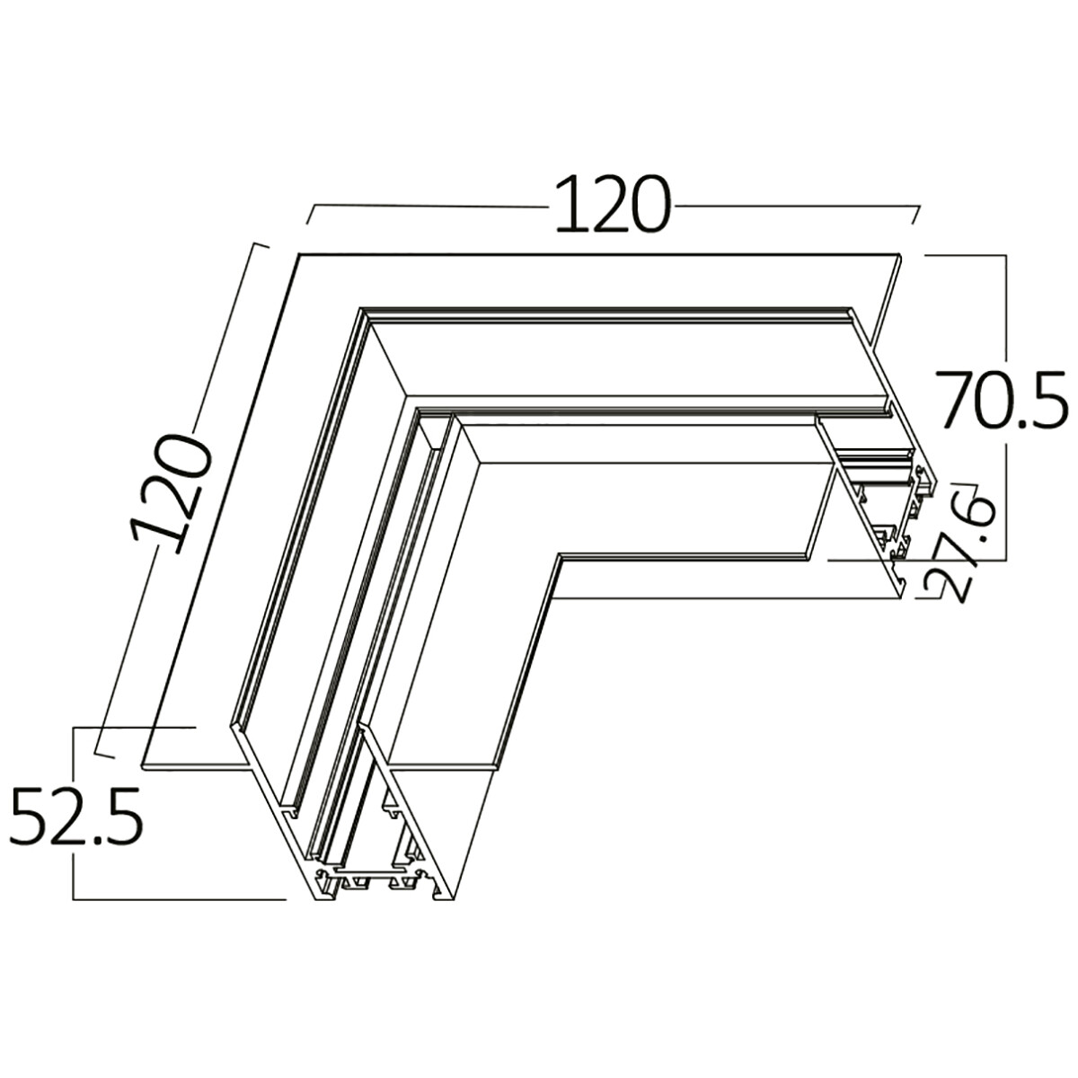 Connecteur d’Angle pour Rails Magnétiques 48V - Brinton Magni - Encastrée - Plafond - Noir