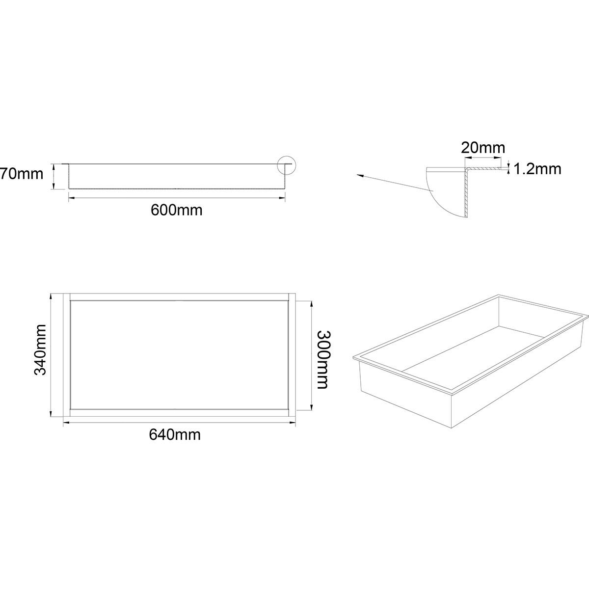 Niche encastrée - Leoni Prim - 30x60x7cm - Or brossé