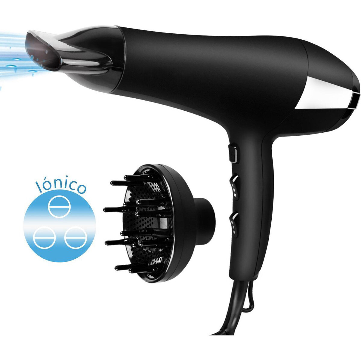 Sèche-cheveux ionique - Aigi Monia - Sèche-cheveux avec Diffuseur - 2400 Watt - Noir